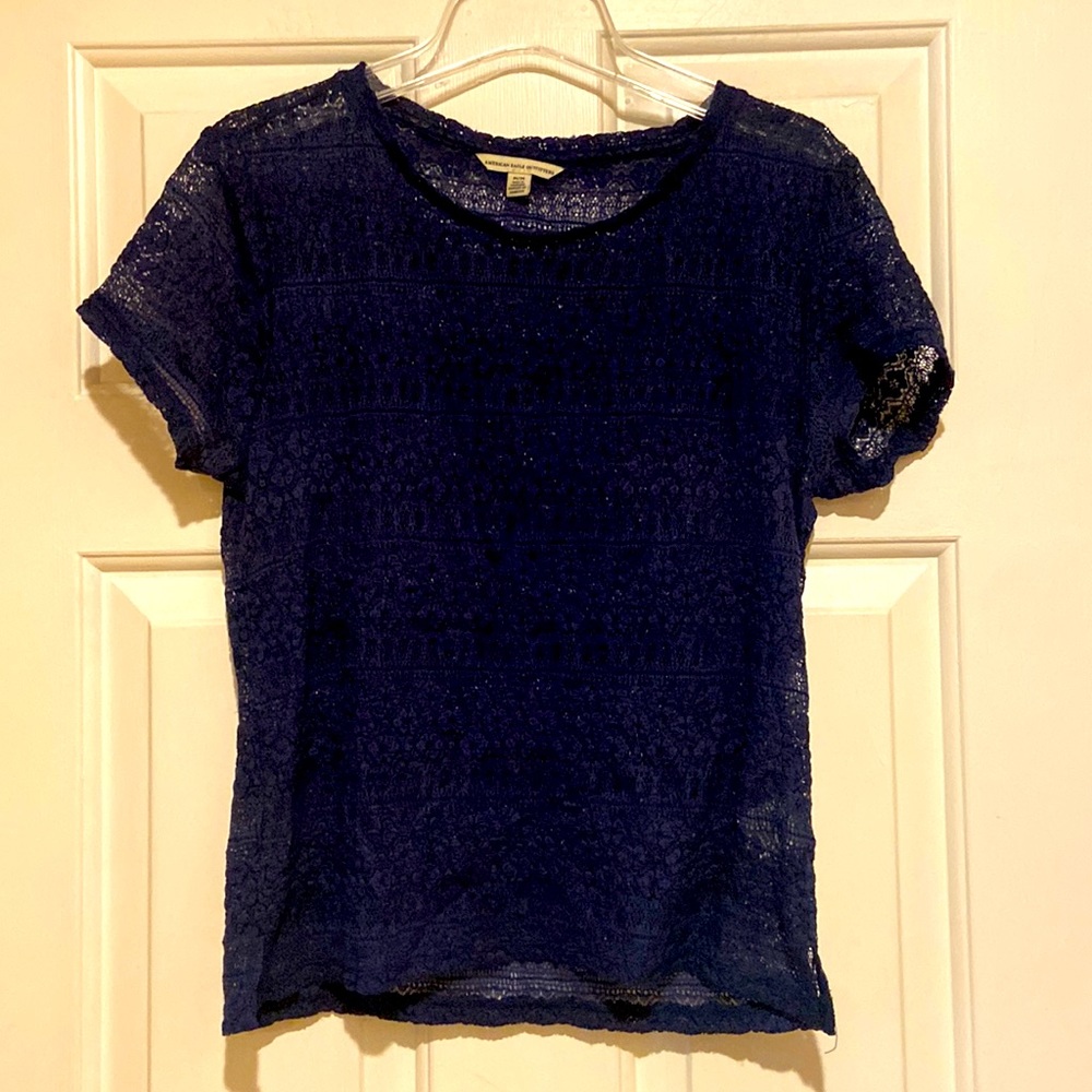 American Eagle Navy Blue stretch lace top